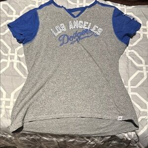 Majestic Gray and Blue Los Angeles Dodgers Women's Tee